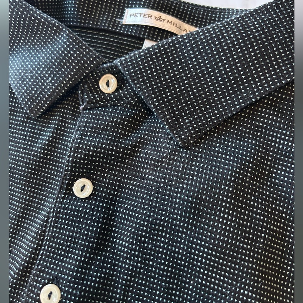 Peter Millar Green and White Dotted Men's Golf Polo Shirt Sz Large